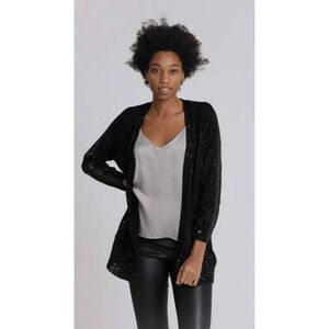 J.Jill Black Knit Sequin Cardigan Size M